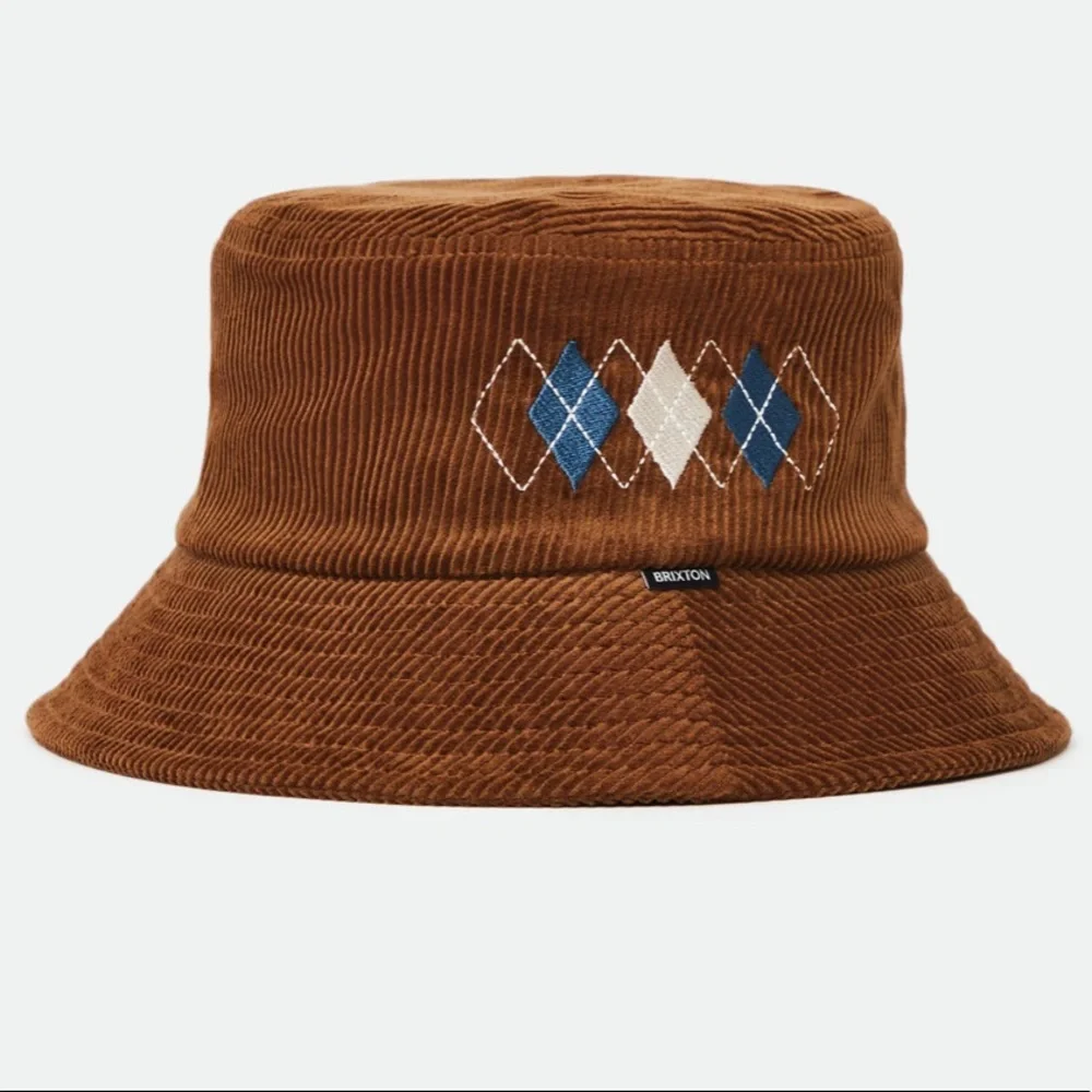 Brixton x Free People Gramercy Packable Bucket S / M Brown Blue Corduroy Hat - Picture 8 of 11